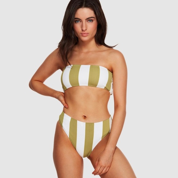 NWT BILLABONG -  SUN RAYS BANDEAU MAUI BIKINI SET striped green/white - Picture 11 of 11
